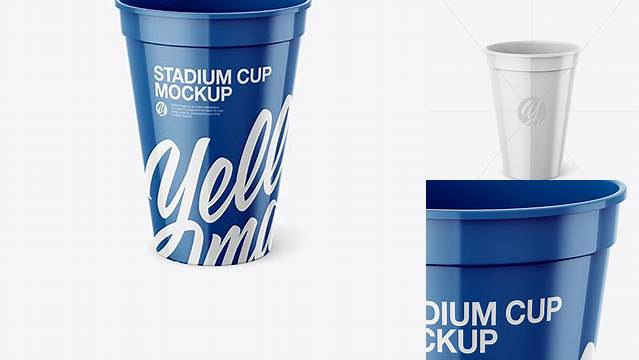 2914+ Glossy Stadium Cup PSD Mockup Front View High Angle Shot Unique Free Photoshop Files