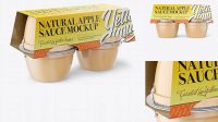 2918+ Natural Apple Sauce 4-4 Oz. Cups PSD Mockup Halfside View High-Resolution PSD Download