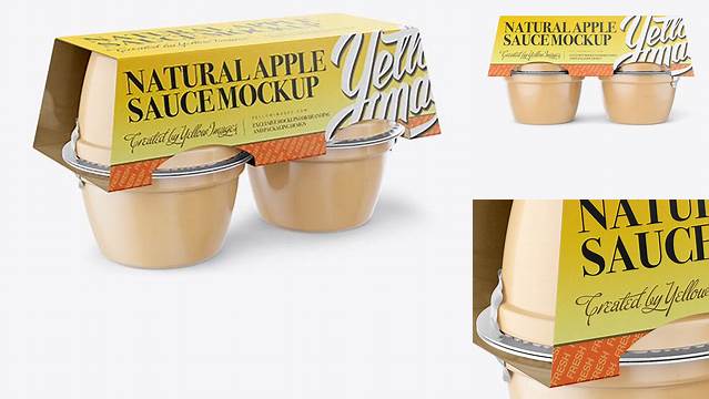 2918+ Natural Apple Sauce 4-4 Oz. Cups PSD Mockup Halfside View High-Resolution PSD Download