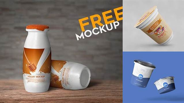 292+ 2 Pack Yogurt PSD Mockup Front View High Angle Shot Photoshop PSD Free for Designers