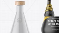 2921+ Beaker Shaped Ceramic Bottle with Wooden Cap PSD Mockup Versatile Photoshop File