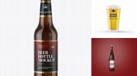 2924+ Amber Glass Bottle with Lager Beer PSD Mockup Photoshop Resource Free