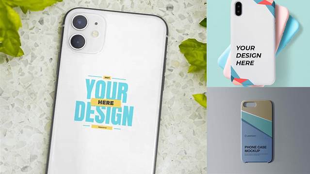 2924+ Phone Case PSD Mockup Half Side View High-Angle Shot Custom Graphic Resource Free Download