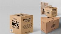 2925+ Carton Box PSD Mockup Half Side Smart Object-Based PSD Template Free