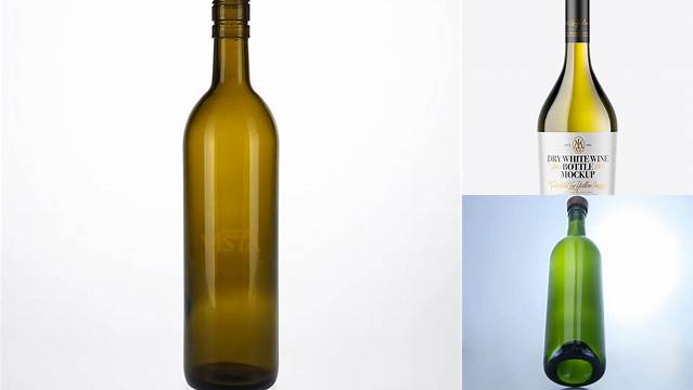 2926+ 750ml Antique Green Glass with White Wine Bottle PSD Mockup Free Graphic Design Resource