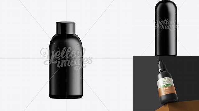 2927+ Black Plastic Cosmetic Bottle with Cap 100 ml Exclusive Free Photoshop Mockup