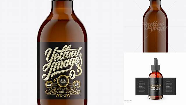 2928+ 25cl Stubby Amber Glass Bottle PSD Mockup Free PSD for Designers