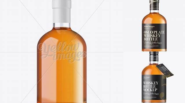 2928+ Oslo Whisky Bottle with Shrink Band PSD Mockup Smart Object-Based PSD Template Free