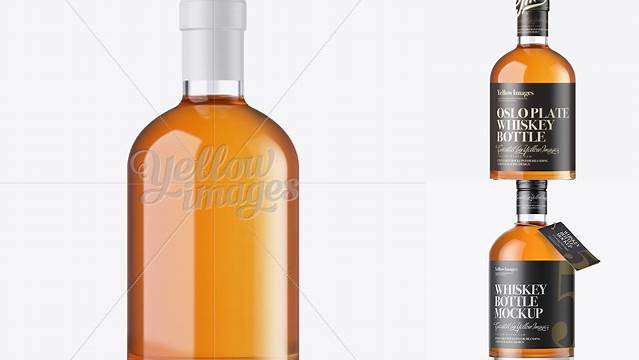 2928+ Oslo Whisky Bottle with Shrink Band PSD Mockup Smart Object-Based PSD Template Free