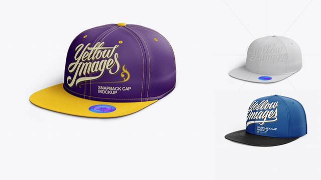 293+ Snapback Cap with Sticker PSD Mockup Left Half Side View Professional Design PSD