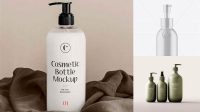 2931+ Matte Cosmetic Bottle With Pump PSD Mockup Half-Side View Photoshop PSD Free for Designers