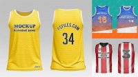 2935+ Men’s Basketball Jersey PSD Mockup Back View Layered PSD File Free Download