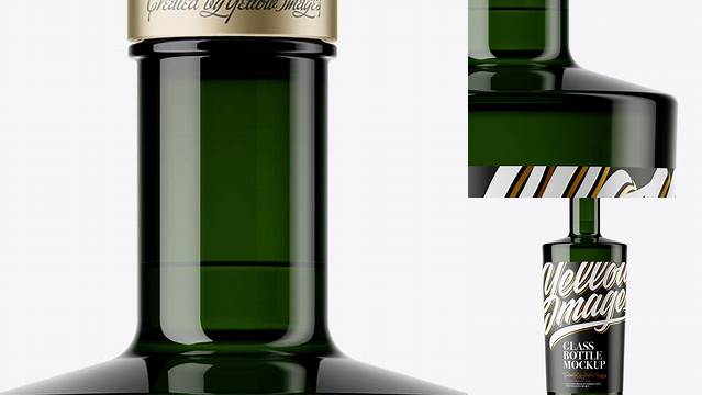 2936+ 700ml Dark Green Glass Bottle PSD Mockup Unique Free Photoshop Files