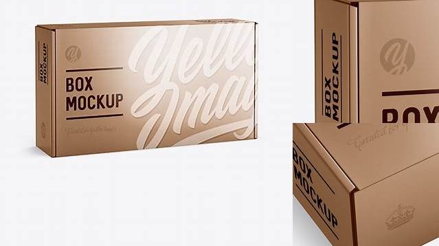 2936+ Metallic Carton Box PSD Mockup Half Side View eye-level shot Free Design Resource