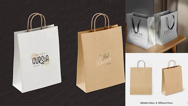 2938+ Two Paper Bags PSD Mockup Half Side View Professional PSD Mockup