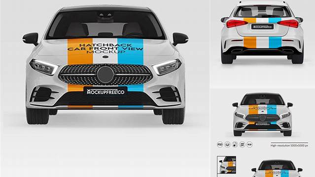 2949+ Hatchback 5-doors PSD Mockup Front View Photoshop Resource Free