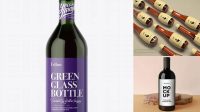 295+ 1L Green Glass Bottle With Red Beverage PSD Mockup Customizable PSD Templates