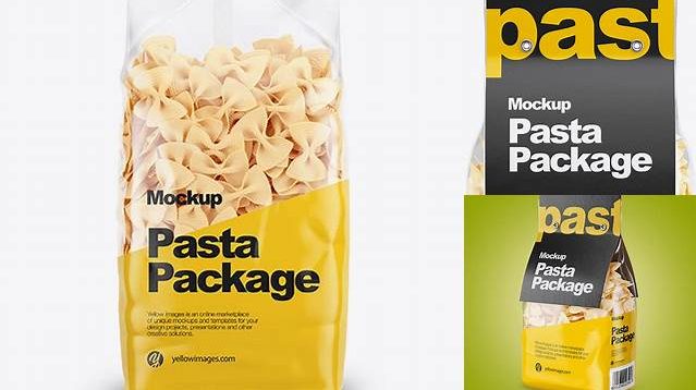 2951+ Fiocchi Rigati Pasta with Paper Label PSD Mockup Front View Free Professional PSD Download