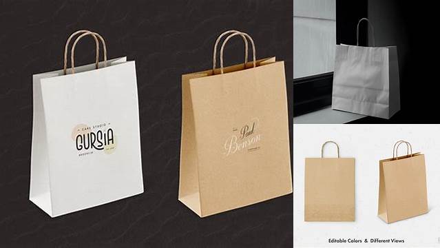 2952+ Glossy Paper Bag PSD Mockup Front View Custom Graphic Mockup File