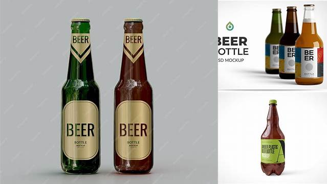 2953+ 64oz Amber Beer Bottle PSD Mockup Download Professional PSD