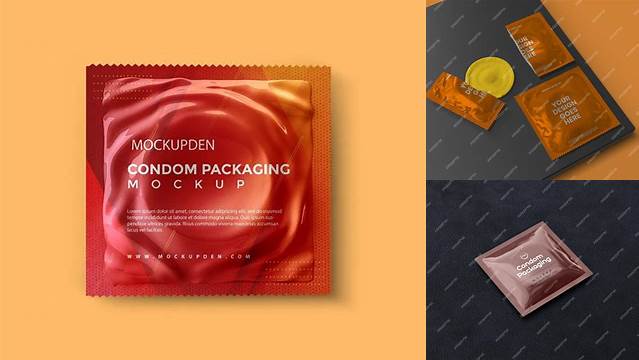 2953+ Metallic Three Condom Packaging PSD Mockup Versatile and Elegant PSD File