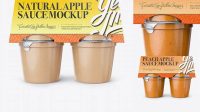 2953+ Peach Apple Sauce 4-6 Oz. Cups PSD Mockup Front View Editable Photoshop Free Mockup