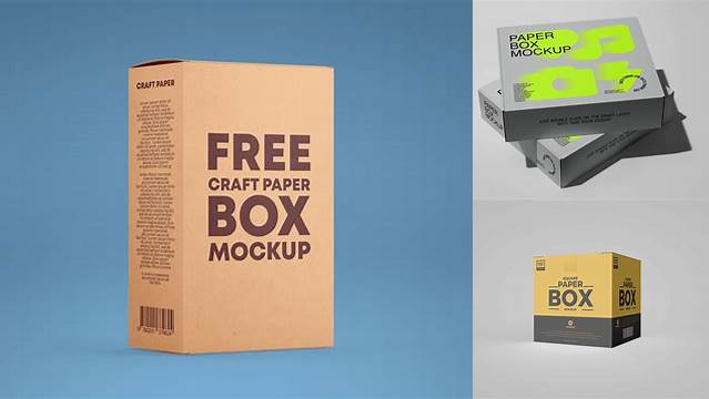 2954+ Paper Box PSD Mockup Back Half Side View Smart Layer Mockup Free