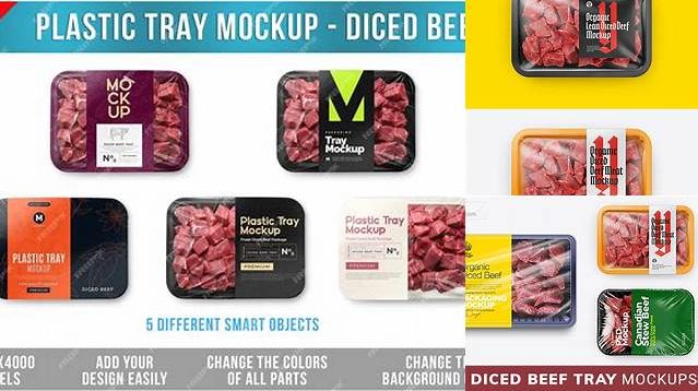 2955+ Diced Beef Tray PSD Mockup Exclusive Free Photoshop Mockup