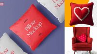 2955+ Heart Pillow PSD Mockup Top View Exclusive Digital PSD Resource