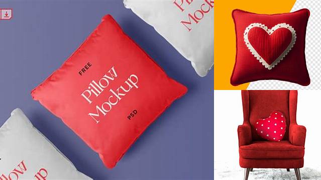 2955+ Heart Pillow PSD Mockup Top View Exclusive Digital PSD Resource