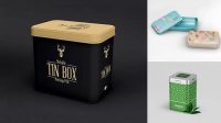 2957+ Two Metallic Tin Boxes PSD Mockup Front View Custom Mockup Graphic Design