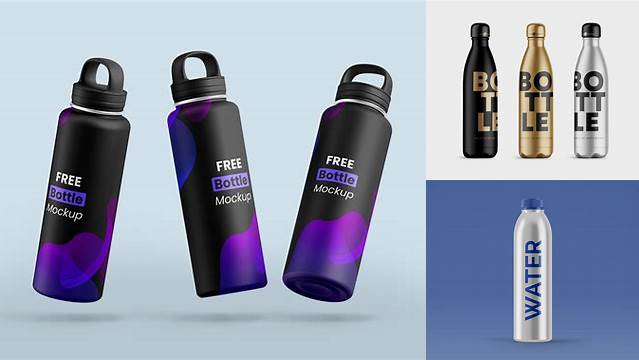 2958+ Metallic Water Bottle PSD Mockup Smart Layer Mockup Free