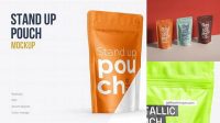 2959+ Glossy Stand-Up Pouch PSD Mockup Half Side View Smart Editable Design Mockup