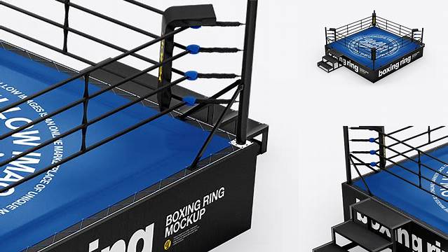 2961+ Boxing Ring PSD Mockup Half Side View High-Angle Shot Custom Mockup Graphic Design