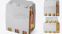 2964+ White Paper 6 Pack Beer Bottle Carrier PSD Mockup 3/4 View High-Angle Shot Versatile and Modern PSD Mockup