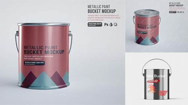 2965+ 5L Metallic Paint Bucket PSD Mockup Front View Free Mockup PSD Template