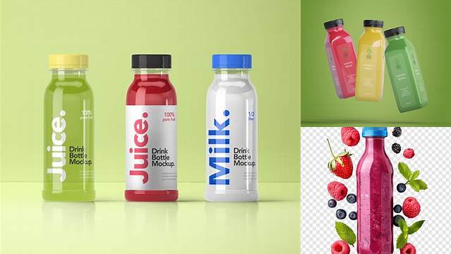 2966+ Berry Smoothie Bottle PSD Mockup High-Quality Creative PSD