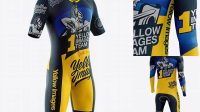 2966+ Men’s Cycling Speedsuit PSD Mockup Half Side View Customizable Photoshop Template