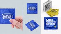 2966+ Square Condom Packaging PSD Mockup Free Design Resource