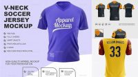 2970+ Men’s Soccer V-Neck Jersey PSD Mockup Back View Best Free Mockup PSD