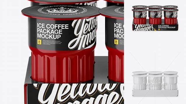 2972+ Glossy Ice Coffee 6 K-Cups Pack PSD Mockup Front View High-Angle Shot Modern PSD Templates