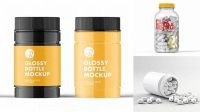 2972+ Glossy Pills Bottle With Metal Cap PSD Mockup Premium Mockup Freebie