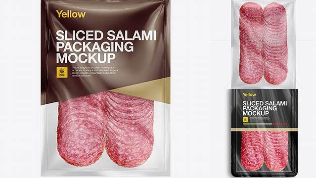 2972+ Plastic Vacuum Bag with Sliced Winter Salami PSD Mockup Free Graphic Design Resource