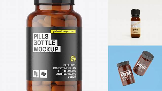 2973+ Amber Bottle With Capsules PSD Mockup Free Design Resource