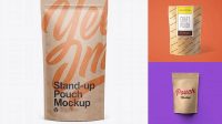 2974+ Kraft Stand Up Pouch with Zipper PSD Mockup Front View Elegant Free Template