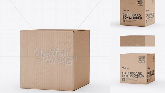 2978+ Corrugated Fiberboard Box PSD Mockup 25° Angle Front View Eye-Level Shot Premium Freebie for Designers