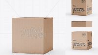 2978+ Corrugated Fiberboard Box PSD Mockup 25° Angle Front View Eye-Level Shot Premium Freebie for Designers