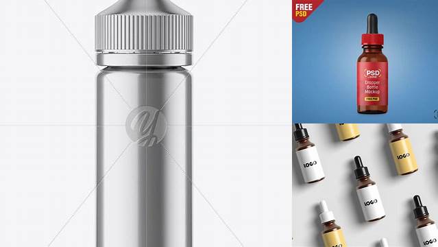 2979+ 100ml Metallic Dropper Bottle PSD Mockup Smart Object Free Photoshop File