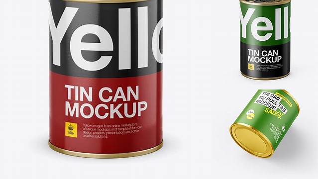 2981+ Tin Can With Pull Tab PSD Mockup High-Angle Shot For Free Download