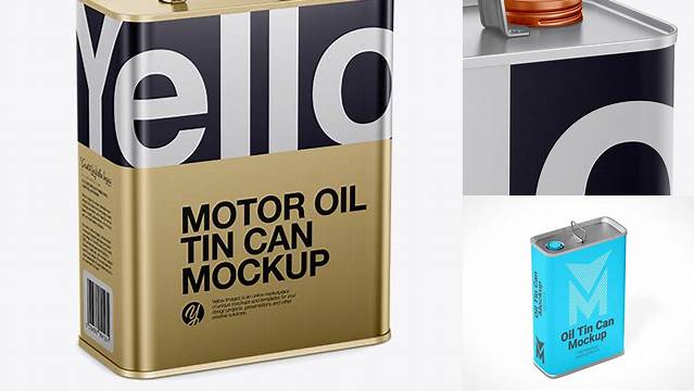 2983+ Motor Oil Tin Can PSD Mockup Halfside View Professional Design PSD